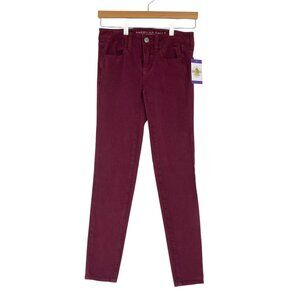American Eagle Outfitters Womens 2 Burgundy Red 360 Super Stretch Jeggings